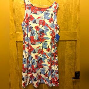 Columbia Red and Blue Scoop Neck Sundress, NWT